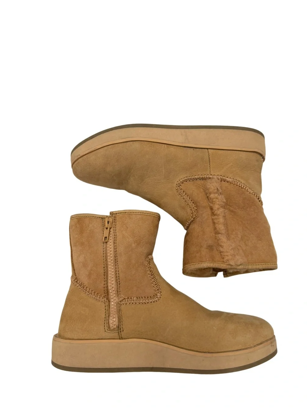 OLUKAI Pa'ina Hulu Waterproof Leather Shearling Winter Boots Tan Women's Size 6